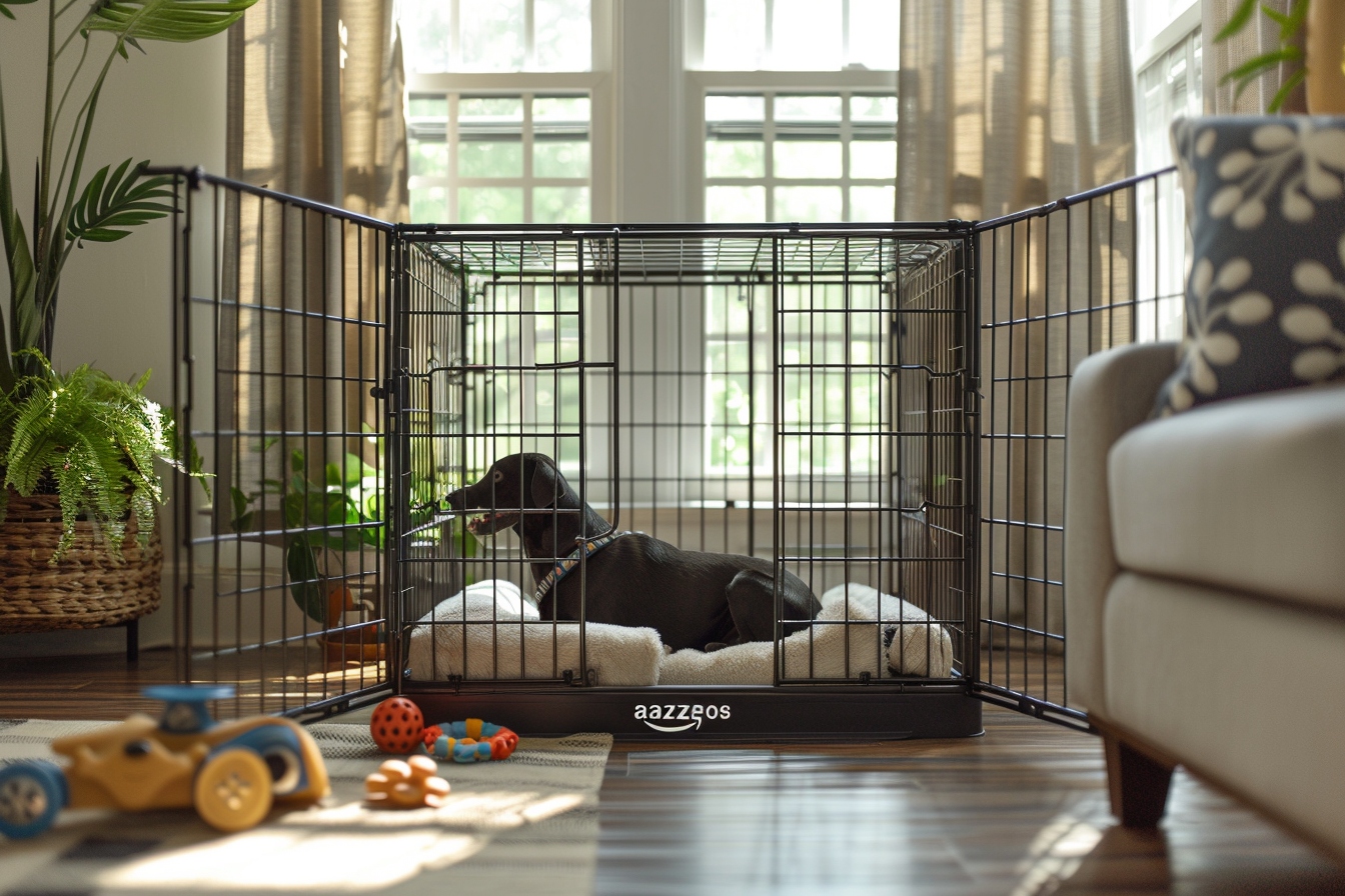 Amazonbasics cage à chien pliante en métal à double porte