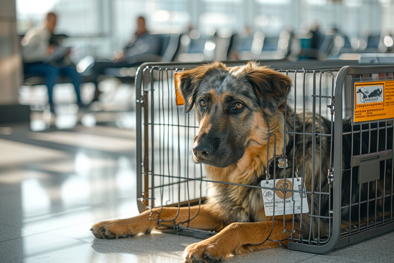 Est-il possible de transporter un gros chien dans une cage de transport en avion?